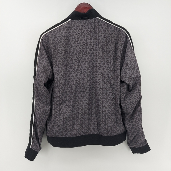 MICHAEL KORS MENS Logo Tape Baseball Jacket size medium Black and Gray - Picture 2 of 7